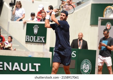 Paris, France - 21 May 2022: Roland Garros Tennis - Journée Des Enfants - Karen Khachanov Practicing With Novak Djokovic