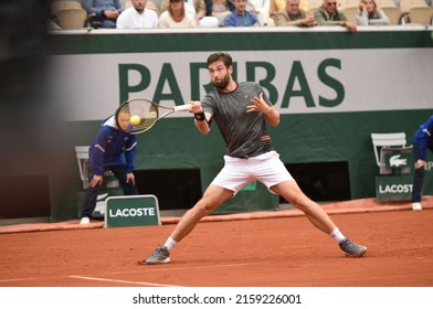 Paris, France - 22 May 2022: Roland Garros Tennis - Quentin Halys (FRA) Playing John Isner (USA) In 1st Round Of The French Open 