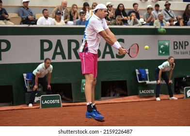 Paris, France - 22 May 2022: Roland Garros Tennis - John Isner (USA) Playing Quentin Halys (FRA) In 1st Round Of The French Open 