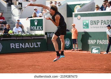 Paris, France - 22 May 2022: Roland Garros Tennis Tournament Alexander Zverev (GER) Playing Sebastien Ofner (AUT) In The 1st Round Of The French Open