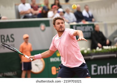 Paris, France - 23 May 2022:  Stan Wawrinka (SUI) Was Defeated By Corentin Moutet (FRA) In His First Round Match On Day 2 Of The Roland Garros Tennis Tournament