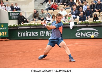 Paris, France - 23 May 2022:  Stan Wawrinka (SUI) Was Defeated By Corentin Moutet (FRA) In His First Round Match On Day 2 Of The Roland Garros Tennis Tournament