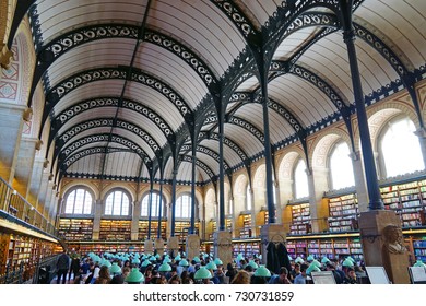 PARIS, FRANCE -27 MAR 2017- The Bibliotheque Sainte-Genevieve Is A Landmark Public Library In The Fifth Arrondissement Of Paris Near The Sorbonne University, The Pantheon And The Lycee Henri IV.