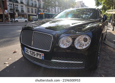 Paris France  28 08 2022 ; Black Bentley Luxury Car In The Street