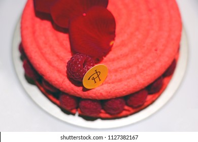 PARIS, FRANCE -28 JUN 2018- Display Of Colorful Gourmet French Pastries At Fashionable Pierre Herme Pastry Shop In Paris.