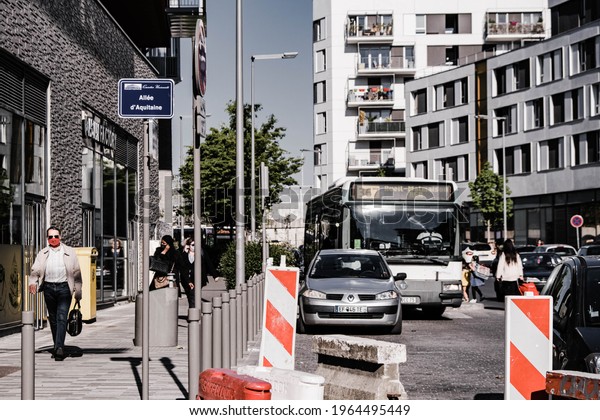 Paris, France 28-04-2021: bus terminus in
nanterre university