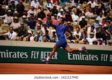 Paris, France - 29 May 2019: Stefanos Tsitsipas Playing Hugo Dellien In 2nd Round On Court Simonne Mathieu At Roland Garros