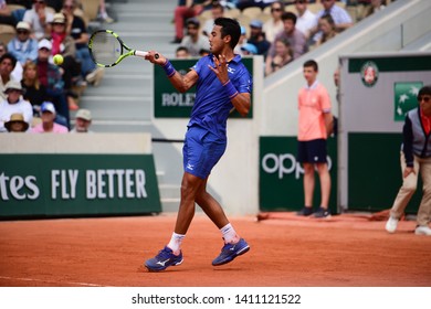 Paris, France - 29 May 2019: Hugo Dellien Playing Stefanos Tsitsipas In 2nd Round Of Roland Garros On Court Simonne Mathieu