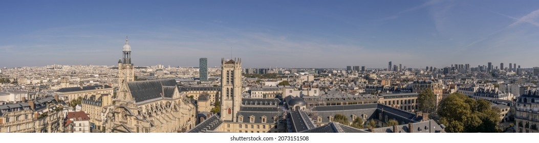 Paris, France - 7 September, 2021 - Panoramic View Of Paris From The Panthéon.