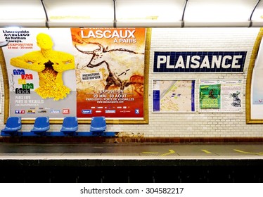 PARIS, FRANCE -8 JULY 2015- The Plaisance Station, On Line 13 Of The Paris Metro Subway System, Opened In 1937. It Is Located In The 14th Arrondissement Of The French Capital.