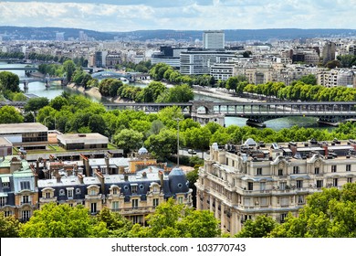 Paris, France - Aerial City View With Seine River. UNESCO World Heritage Site.