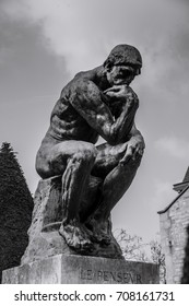 PARIS, FRANCE - APRIL 04, 2016: Statue of "The Thinker" in the park-museum of sculptures by Auguste Rodin in Paris, France.