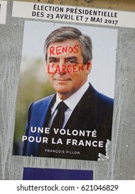  Paris, France- April 14'2017 : Official Campaign Posters Of François Fillon Leader Of Liberal Party. One Of Eleven Candidates Of French Presidential Election 2017     