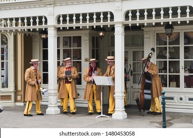 Paris, France - April, 2019: Dixieland Band Starting To Make Music In A Theme Park