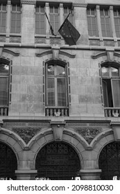 Paris, France - April 2021 - Black And White Photo Of The Facade Of The Lycée Louis-le-Grand, A High School On Saint-Jacques Street That Offers One Of France's Most Elitist Preparatory Classes