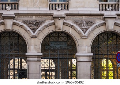 Paris, France - April 2021 - The Sixth-form College Lycée Louis-le-Grand, A High School On Saint-Jacques Street That Offers One Of France's Most Elitist Preparatory Classes For 