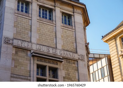 Paris, France - April 2021 - The Sixth-form College Lycée Louis-le-Grand, A High School On Saint-Jacques Street That Offers One Of France's Most Elitist Preparatory Classes For 