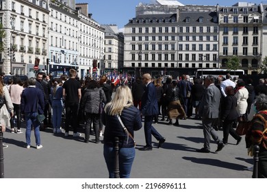 PARIS, FRANCE - April 30 2022: French War Veterans Parade