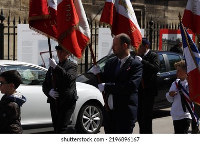 PARIS, FRANCE - April 30 2022: French War Veterans Parade