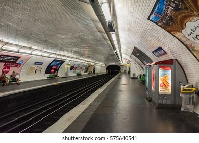 Paris, France - August 14, 2016: Monceau Is A Station On Paris Metro Line 2 Near The Parc Monceau On The Border Of The 8th And 17th Arrondissement Of Paris.