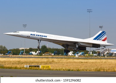 Paris, France - August 16, 2018: Air France Concorde Airplane At Paris Charles De Gaulle Airport In France.