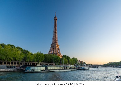 Paris, France - August 29, 2019 : The Eiffel Tower in Paris, France, one of the most iconic landmarks of Paris, France and Europe.
