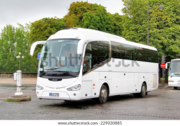 PARIS, FRANCE - AUGUST 8, 2014: Touristic coach
Irizar i6 at the city
street.