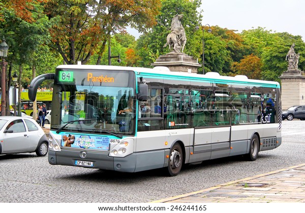 PARIS, FRANCE - AUGUST 8, 2014: City bus Irisbus\
Citelis 12M at the city\
street.