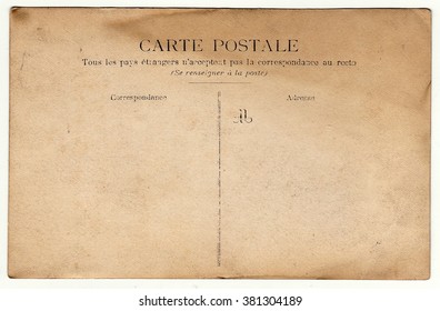 PARIS, FRANCE - CIRCA 1900s: Back Of Vintage Photo.