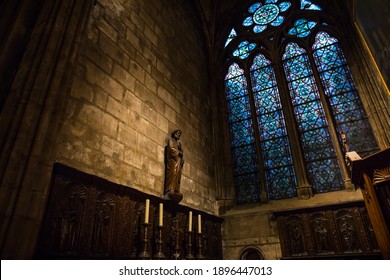 Paris, France - December 02,2018 - Interior of Notre Dame Cathedral in Paris