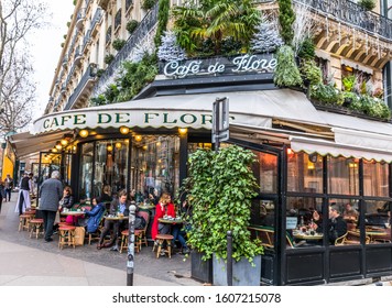 Paris, France - December 03.2018 - Cafe De Flore Cafe In Paris