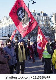 Paris, France, Europe, February 5 2020, Demonstrators In The Streets Of Paris Against The Pension Reform