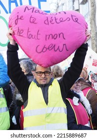 Paris, France, Europe, February 5 2020, Demonstrators In The Streets Of Paris Against The Pension Reform