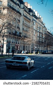 PARIS, FRANCE - Feb 27, 2022: Old Ferrari Testarossa - Automotive And Classic Cars In Paris