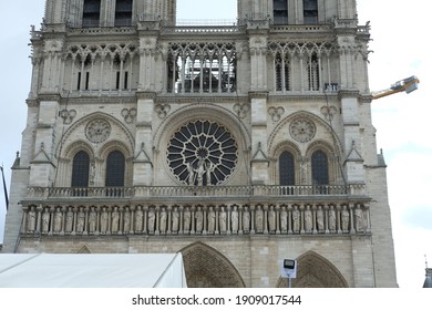 Paris, France - February 1st 2021: Notre Dame de Paris during reconstruction.