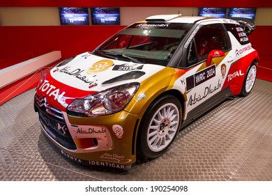 PARIS, FRANCE - FEBRUARY 20, 2014: Citroen DS3 WRC In The Showroom On The Champs Elysees In Paris, France, On February 20, 2014