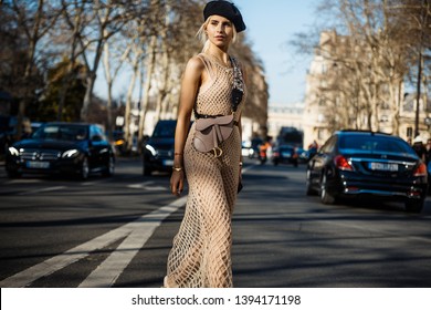 PARIS, FRANCE - FEBRUARY 26, 2019: Caroline Daur after DIOR show, during Paris Fashion Week Womenswear Fall/Winter 2019/2020.