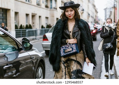 PARIS, FRANCE - FEBRUARY 27, 2018: Faye Tsui Seen Outside Dior Show At Paris Fashion Week Womenswear Fall/Winter 2018/2019.