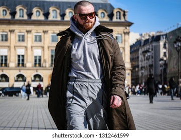 PARIS, France- February 27 2018: Men On The Street During The Paris Fashion Week.