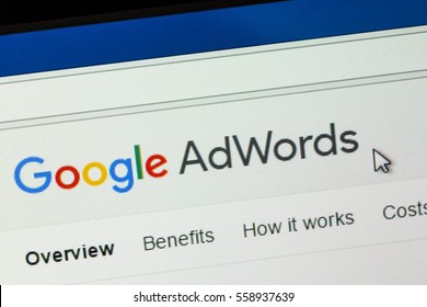 Paris, France - January 03, 2017 : Google AdWords is an online advertising service that enables advertisers to compete to display brief advertising copy to web users, based on keywords.
