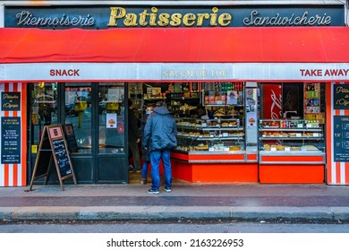 PARIS, FRANCE, JANUARY - 2020 - Food Store Exterior Facade, At Paris City, France