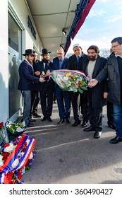 Paris, France - January 8, 2016: Hassen Chalghoumi, Marek Halter, StÃ©phane Martinet  And Personalities Pay Tribute To Hyper Cacher Victims Of Terrorist Attacks In Paris.