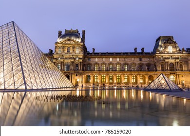 Paris, France - July 10,2014 - Louvre Museum In Paris By Night