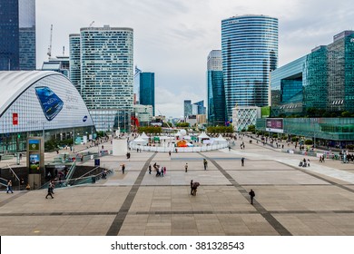 PARIS, FRANCE - JULY 13, 2012: Business district of Defense to the west of Paris. Defense is biggest business district in France and most of large companies have offices here.