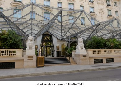 Paris, France. July 14. 2022. Facade Of The Five Star Luxury Peninsula Hotel.