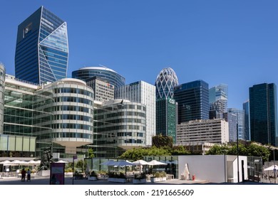 Paris, France - July 15th 2022: The View From The Stairs Of Grande Arche Or Great Arch On La Defense Modern Buildings