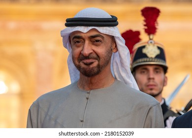 Paris, FRANCE - July 18 2022: The President Of The United Arab Emirates Mohamed Bin Zayed Al Nahyan In The Gardens Of Grand Trianon At Versailles Palace Palace For Diner.