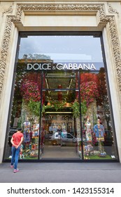 PARIS, FRANCE - JULY 22, 2017: Dolce and Gabbana fashion luxury store in avenue Montaigne in Paris, France.