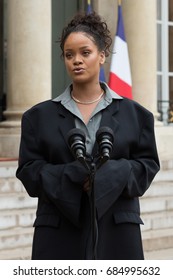 PARIS, FRANCE - JULY 26, 2017 - Singer Rihanna (Robyn Rihanna Fenty) At The Elysee Palace To Present The Program Of Her Association About Children's Education.