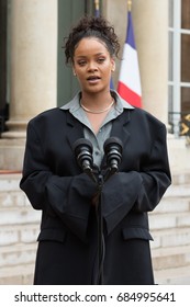 PARIS, FRANCE - JULY 26, 2017 - Singer Rihanna (Robyn Rihanna Fenty) At The Elysee Palace To Present The Program Of Her Association About Children's Education.